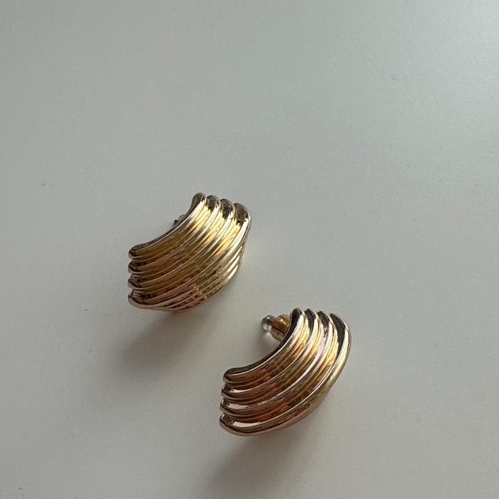 Mango | Gold  Embossed semi-hoop earrings | NWOT